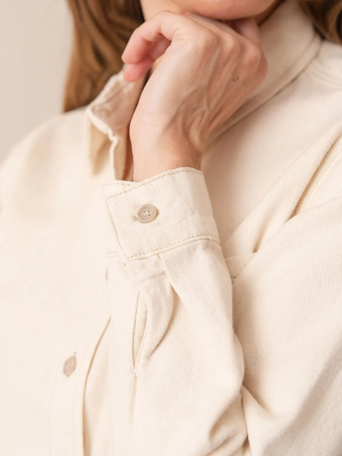 Oraije Celia camicia beige denim oversize cotone