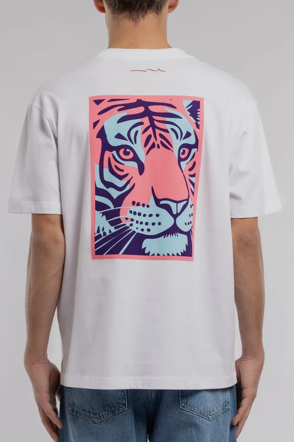 Teddy Smith T-Tiger T-shirt Uomo Bianca Tigre Cotone
