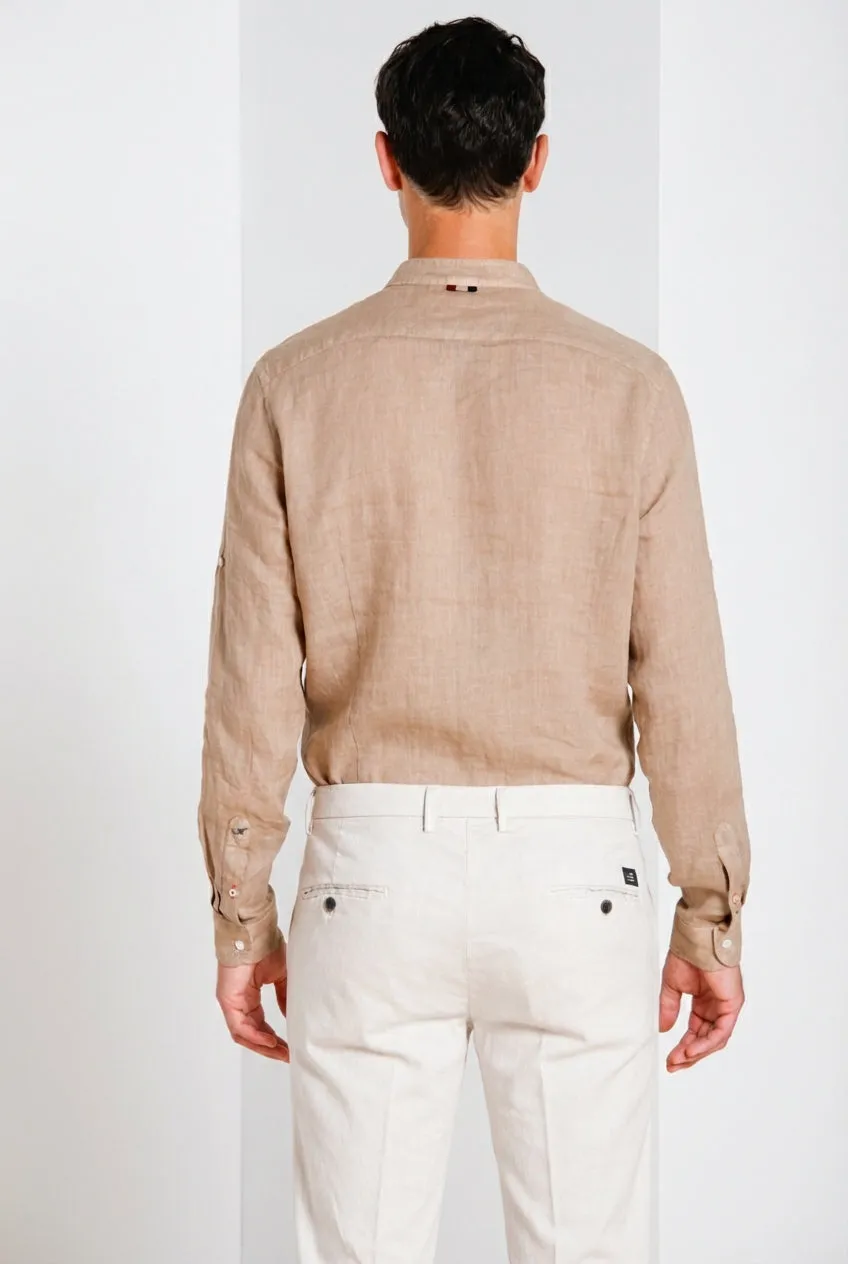 Mason's Porto camicia uomo lino beige medio