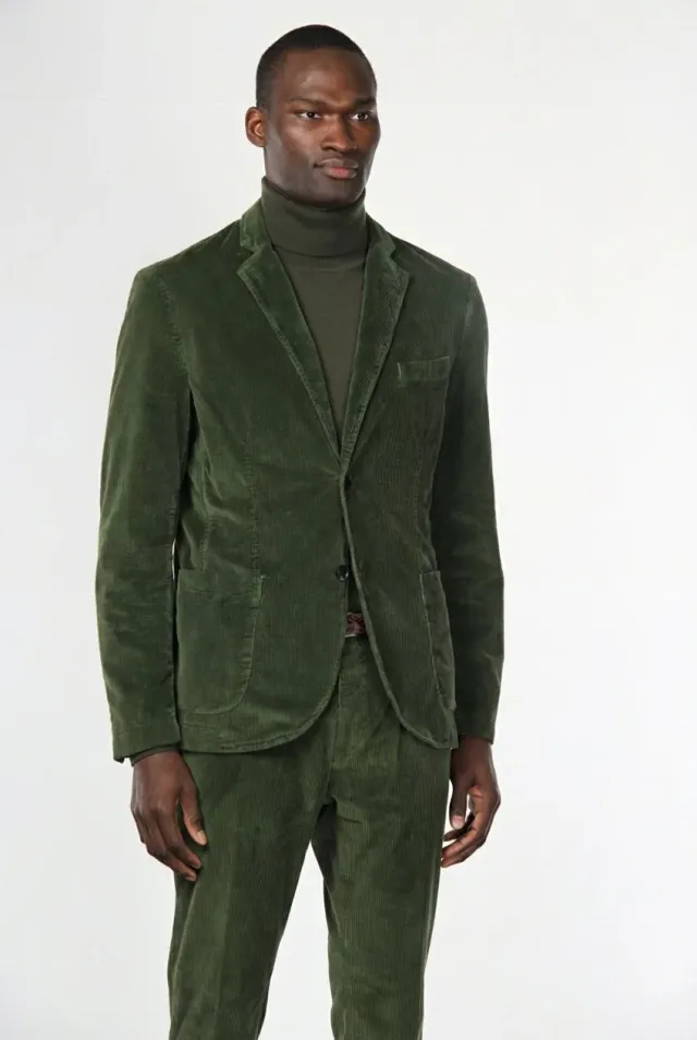 Mason's Tiziano blazer uomo velluto verde regular