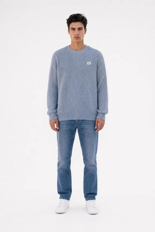 Teddy Smith P-Clay Maglione Blu Chiné Girocollo