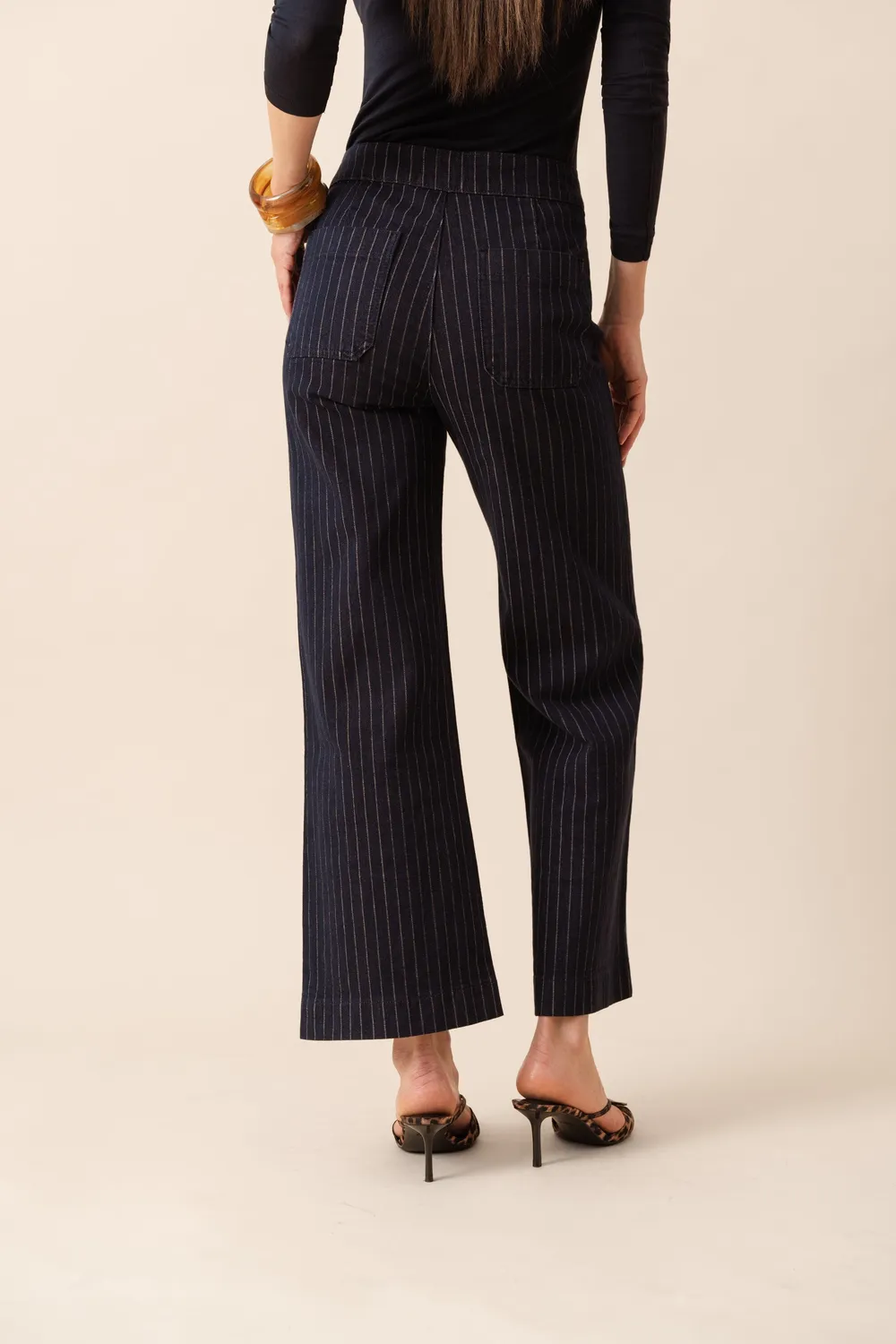 Oraije Victoire jeans wide bottoni rigato grezzo