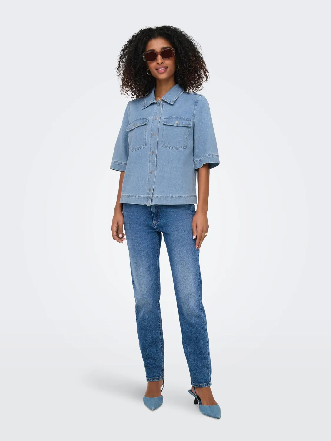 Only Onlbelle camicia denim donna blu denim scuro