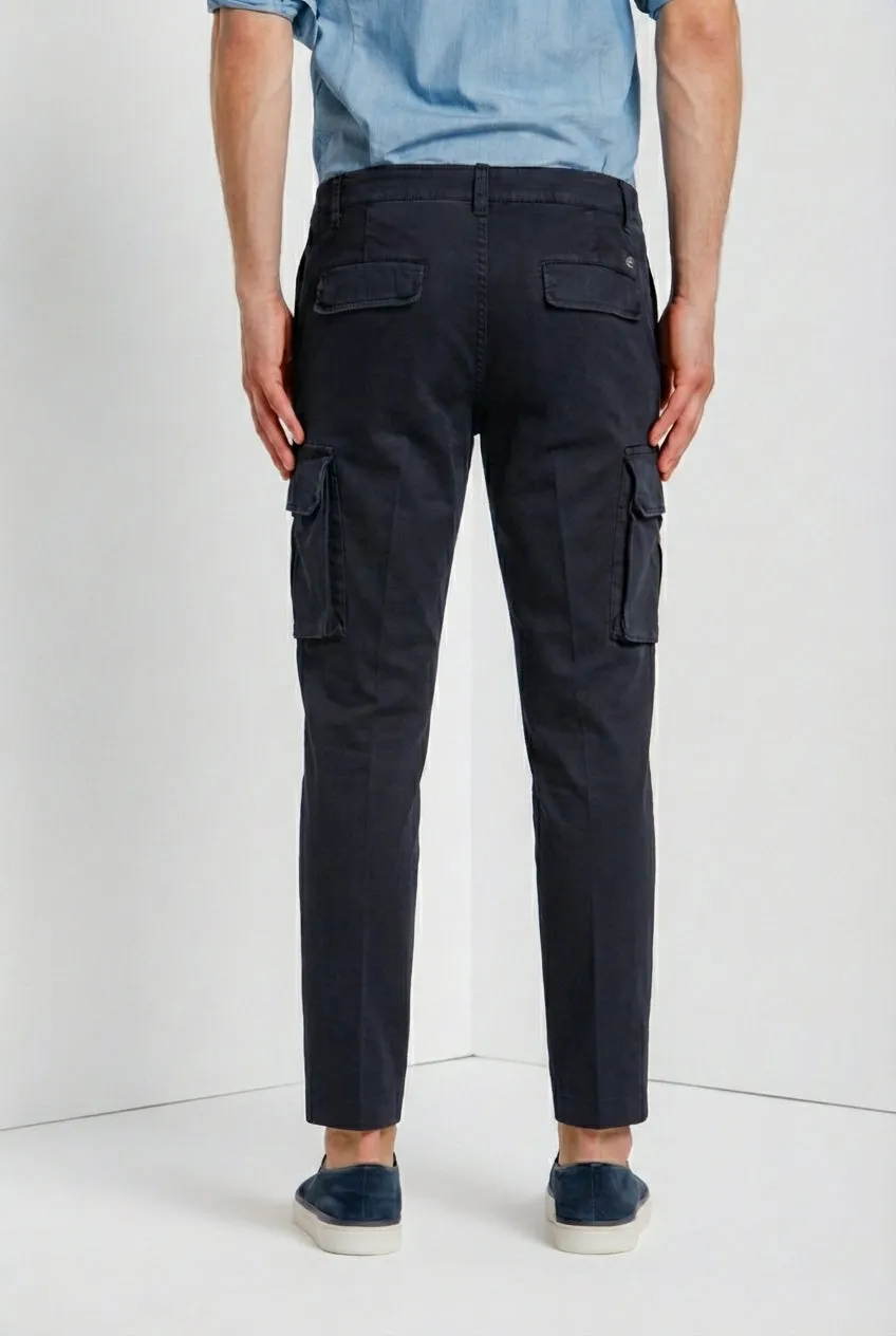 Mason's Chile pantalone cargo blu notte raso stretch