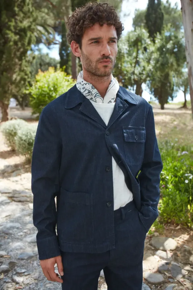Mason's Chile Work overshirt denim uomo blu navy