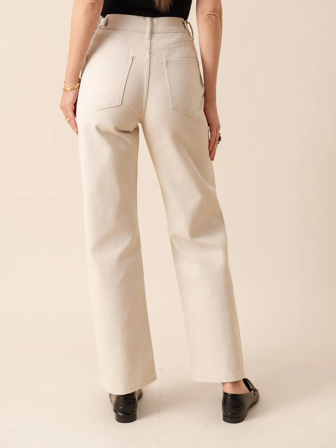 Oraije Sand jeans wide beige cotone
