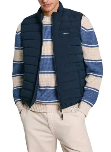 Pepe Jeans Toby gilet uomo M blu imbottito collo imbuto