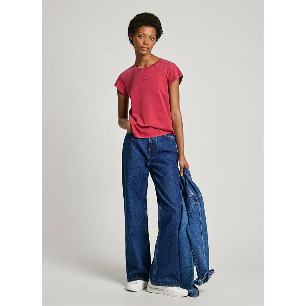 Pepe Jeans Felice T-Shirt Donna Blu Navy Lavato acido
