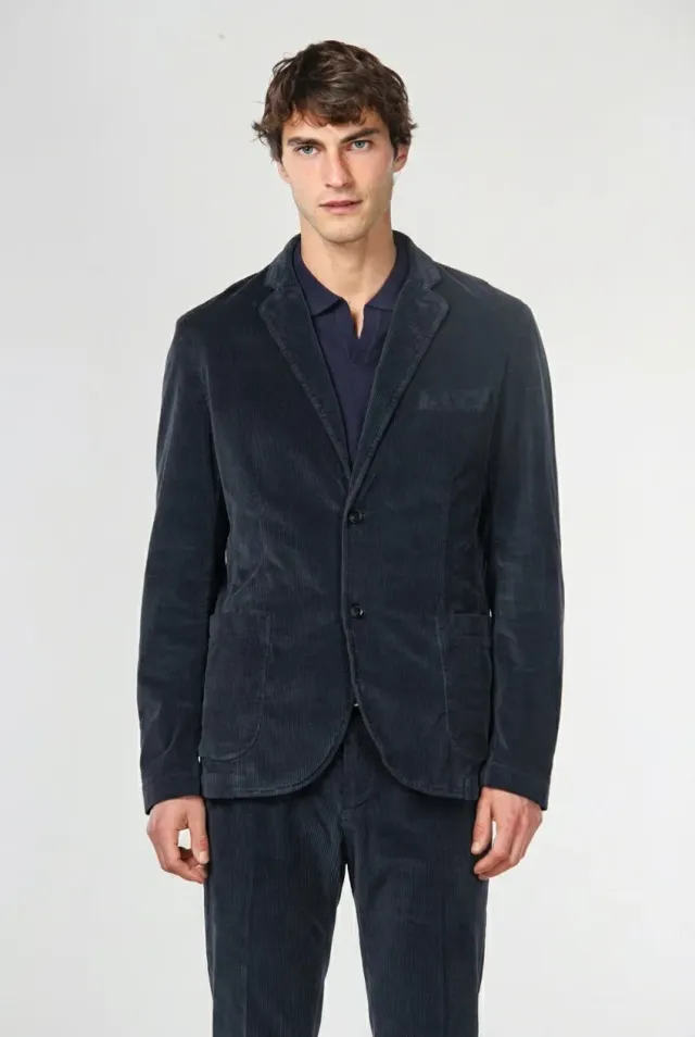 Mason's Tiziano blazer uomo blu notte velluto