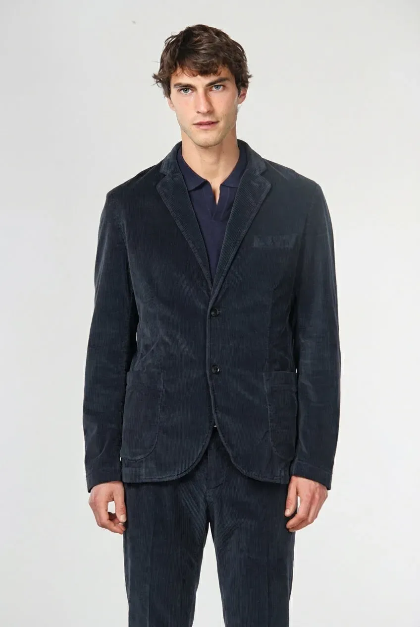 Mason's Tiziano blazer uomo blu notte velluto