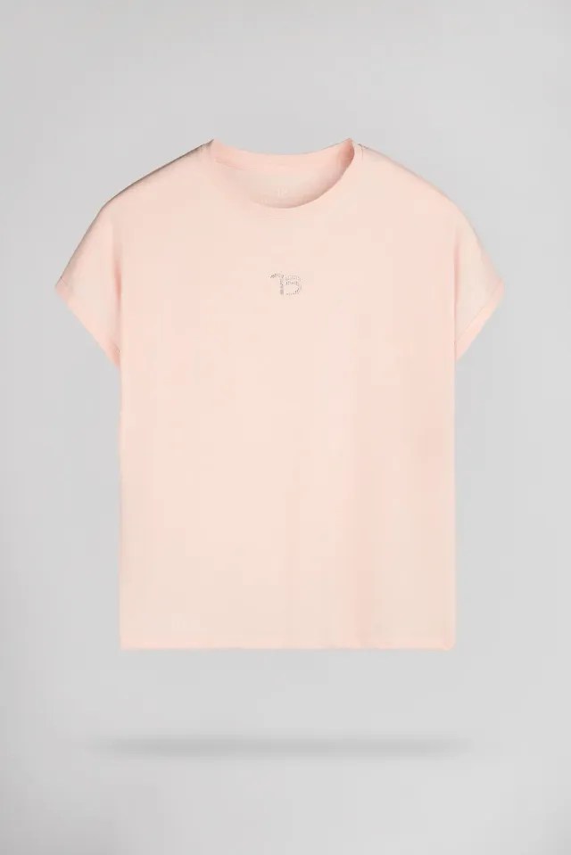 Teddy Smith T-Diana t-shirt donna rosa strass cotone