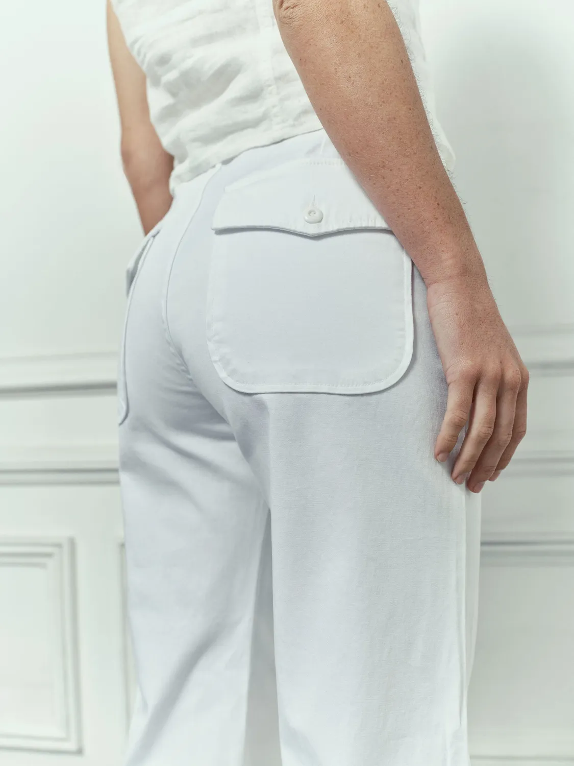 Acquaverde Paltrow Long pantaloni White gabardine