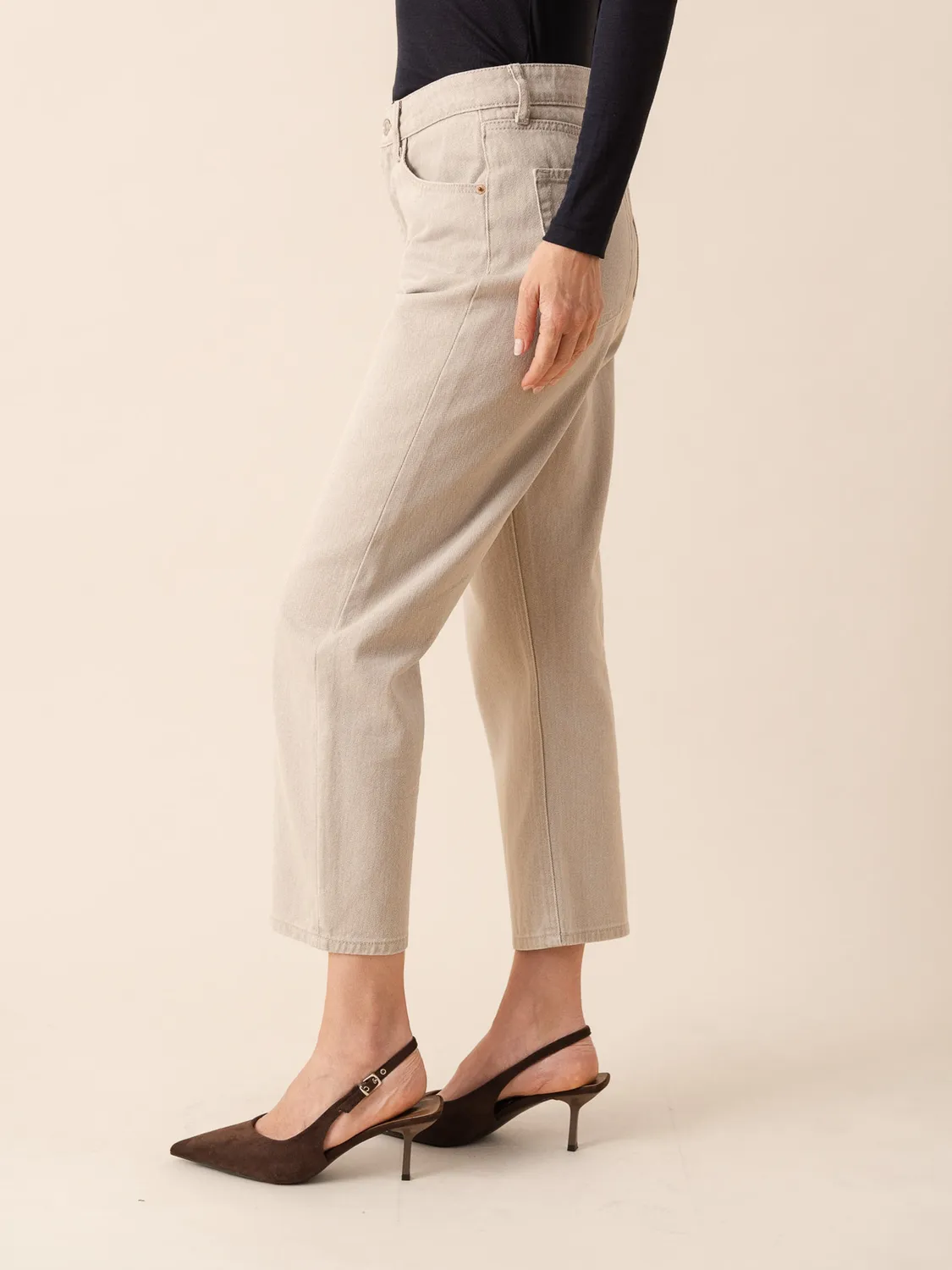 Oraije Boy jeans barrel taupe