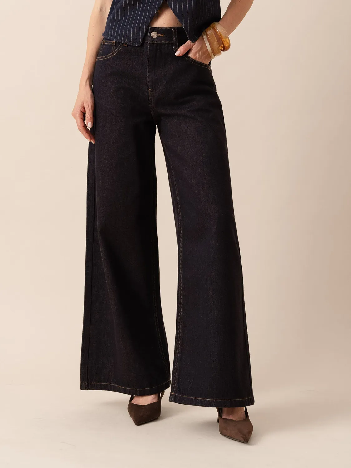 Oraije Giovani jeans palazzo grezzo gamba larga