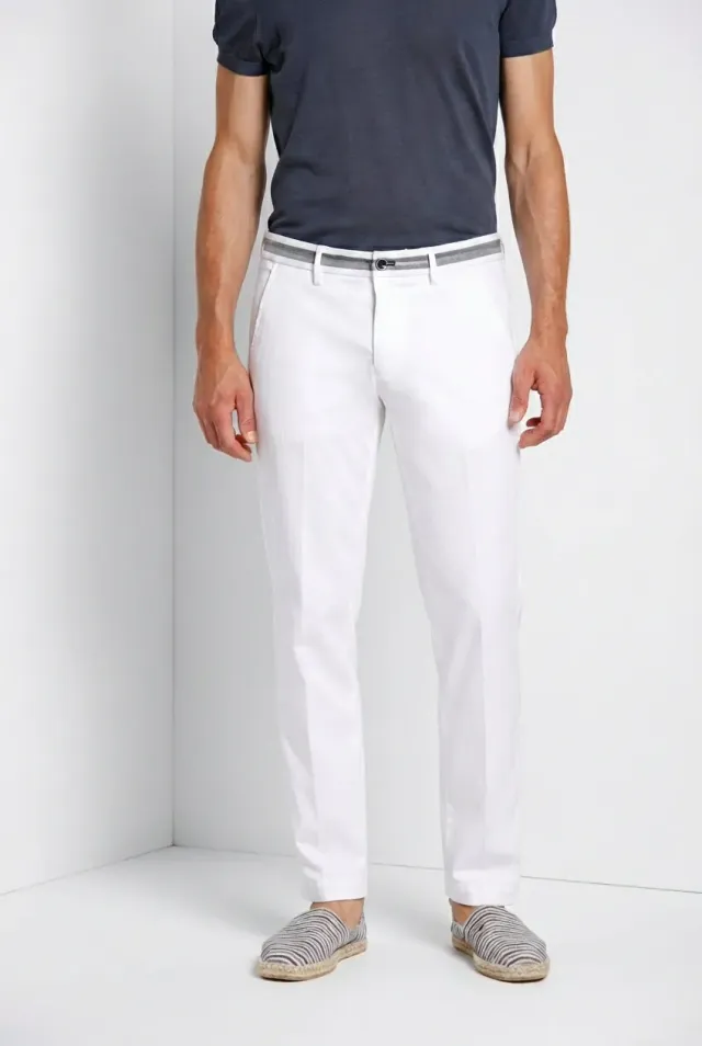 Mason's Torino Elegance chino uomo bianco cotone lyocell