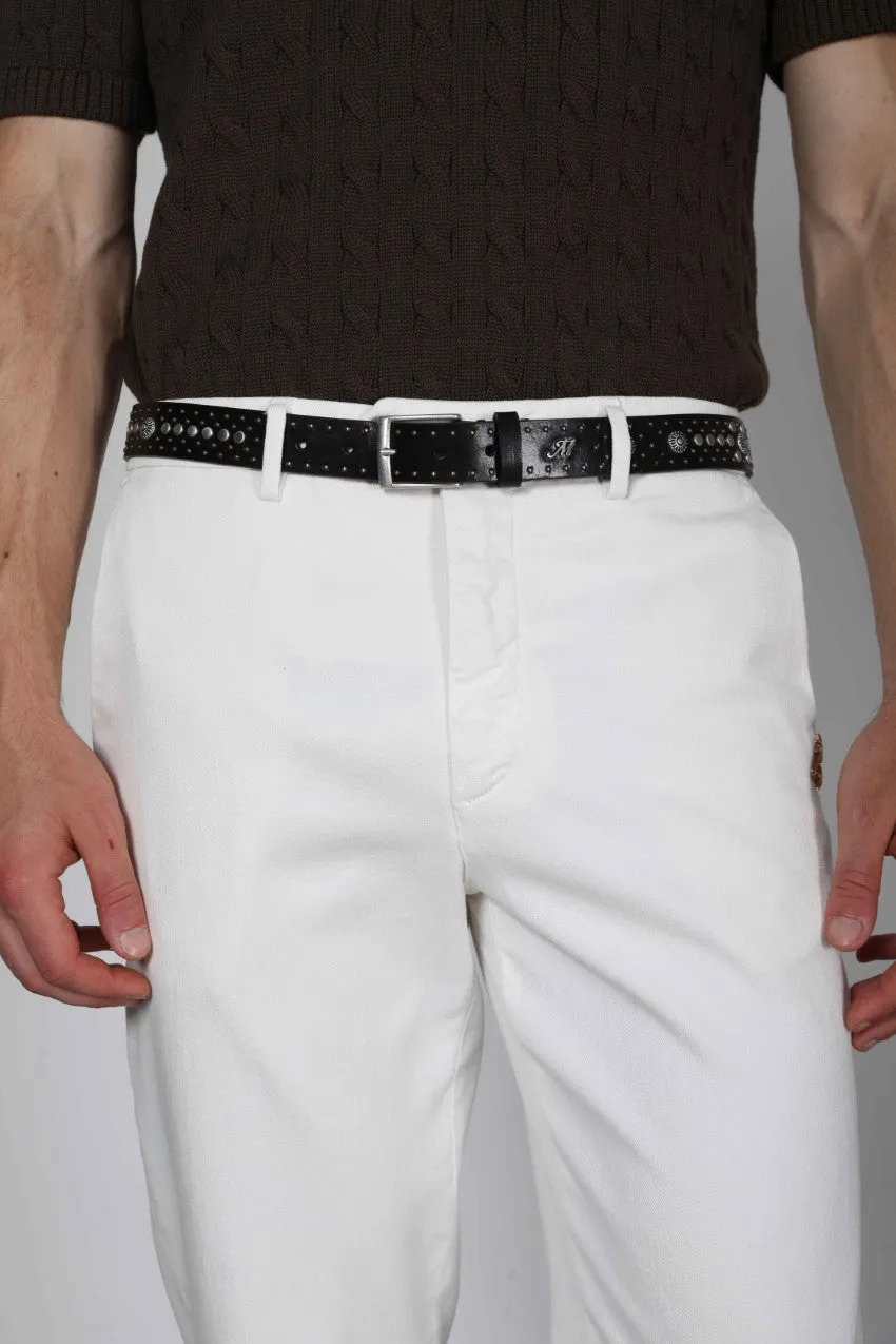 Mason's Boston CINX300 cintura pelle nera borchie