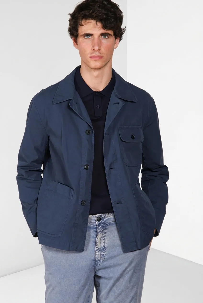 Mason's Chile Work Overshirt Uomo Blu Royal Canvas Cotone
