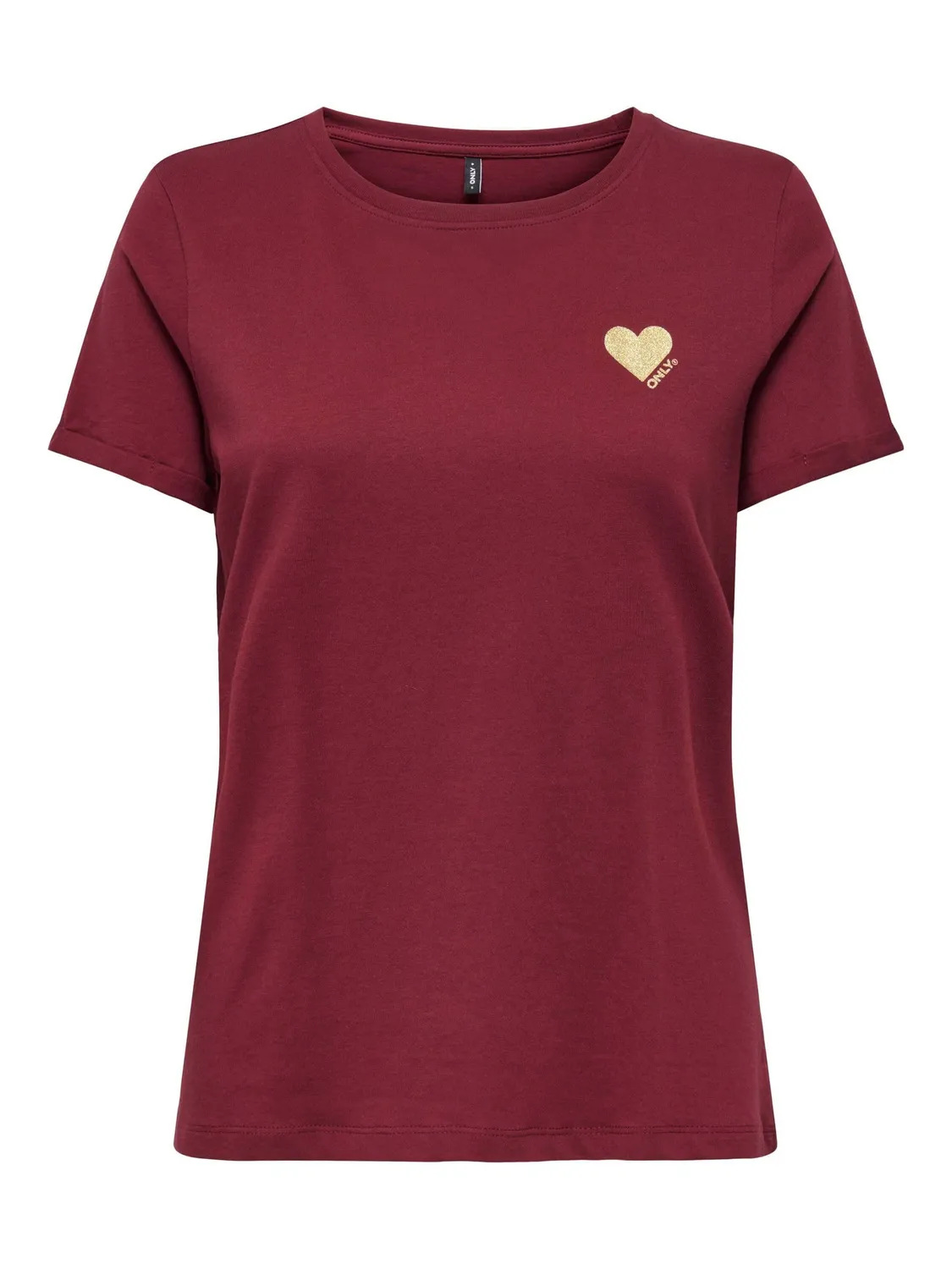 ONLY ONLKITA T-shirt nero cuore glitter oro L