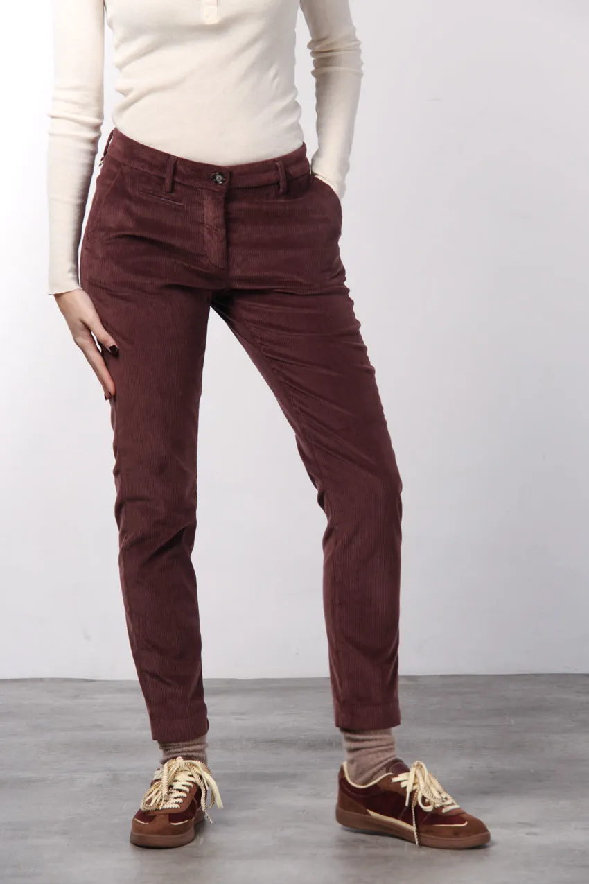 Mason's New York Slim chino donna bordeaux velluto