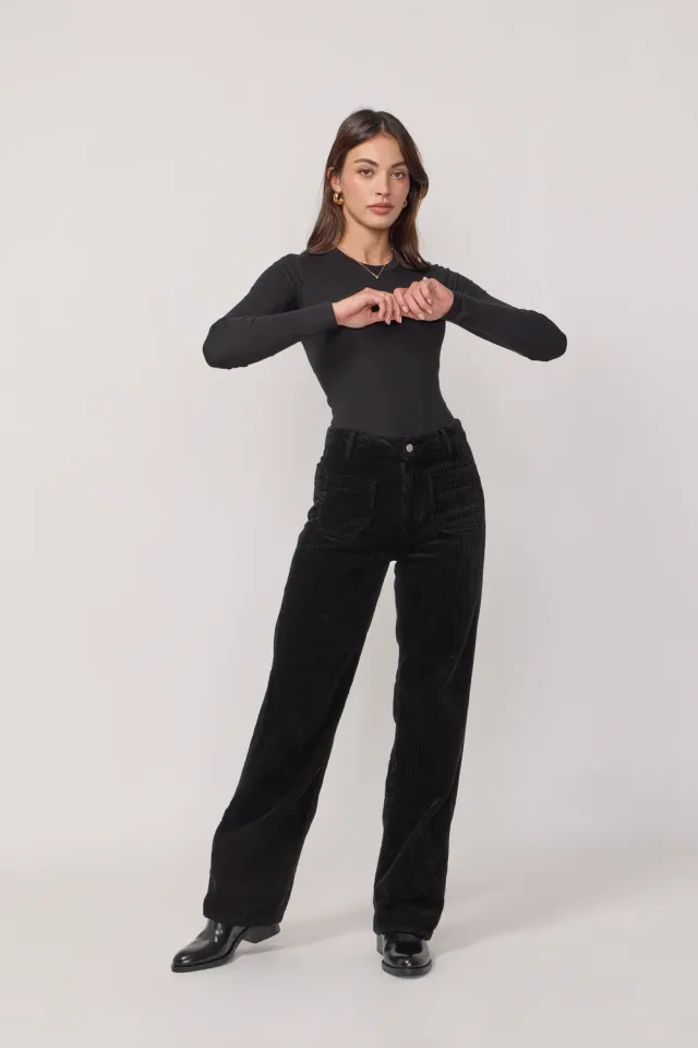 acquaverde Melvil pantaloni velluto neri flare