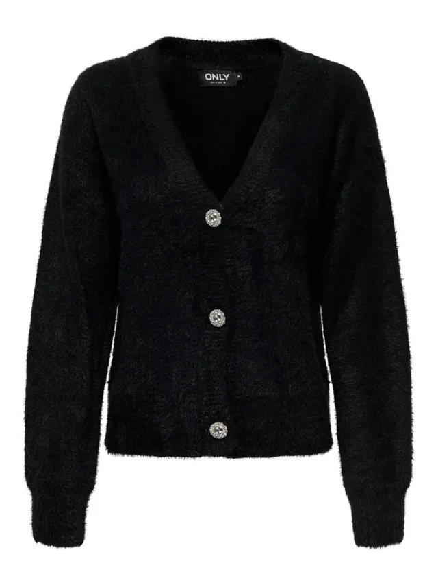 ONLY Onlella Cardigan Donna Nero maglia bottoni