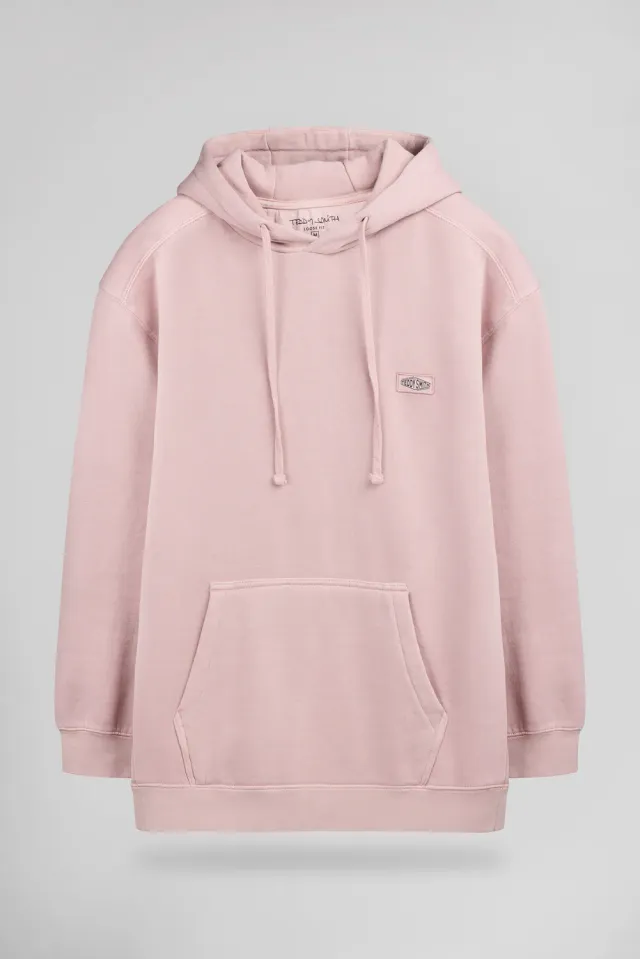 Teddy Smith S-Nateo Hoody felpa cappuccio rosa pastel loose