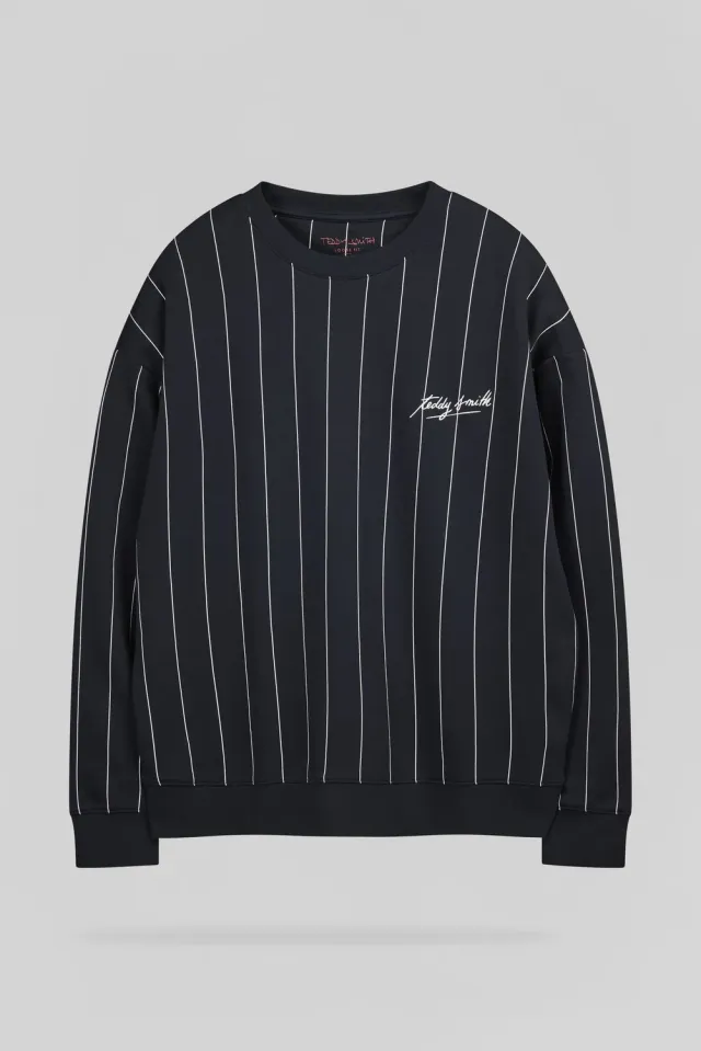 Teddy Smith S-April RC felpa righe blu navy oversize