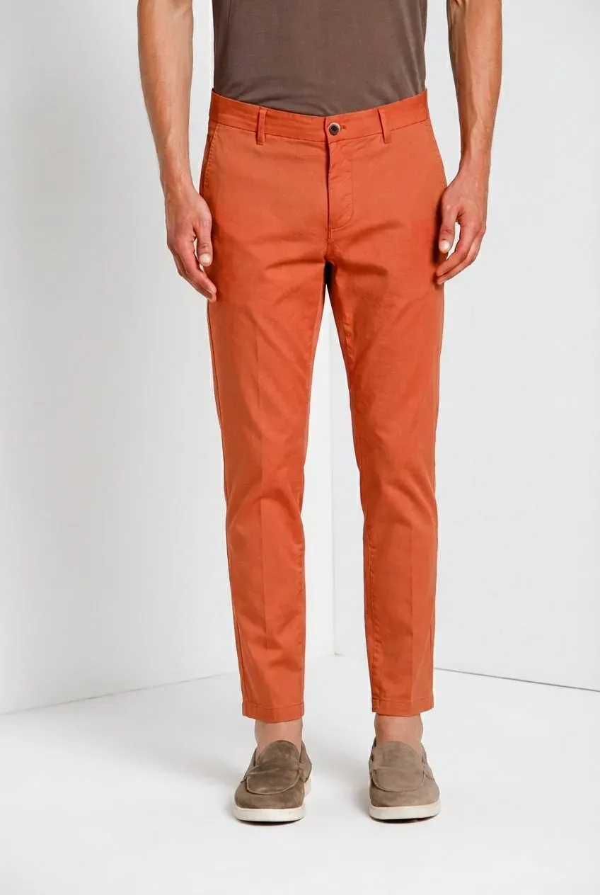 Mason's Milano chino uomo gabardina stretch mattone extra slim