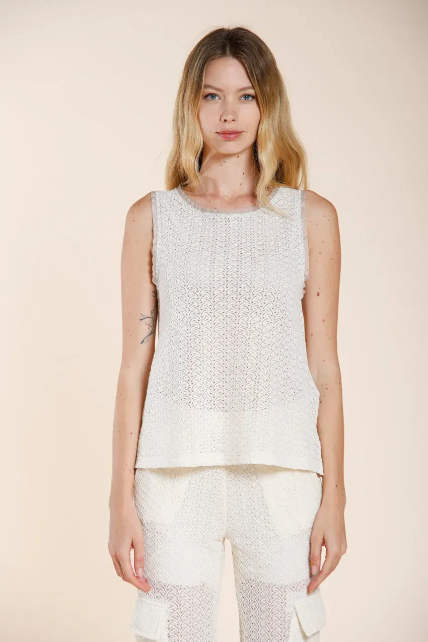 Mason's Karina camicia smanicata panna crochet