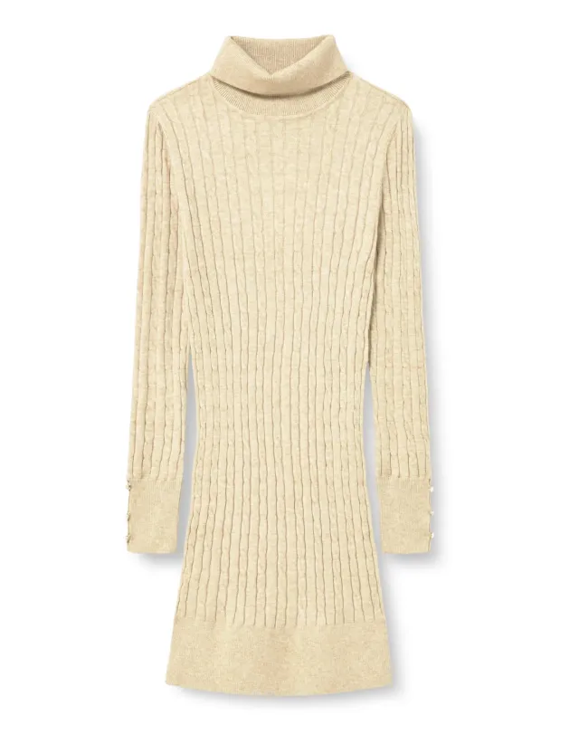 ONLY Onllouis LS Rollneck Cable Dress vestito mocha meringue treccia