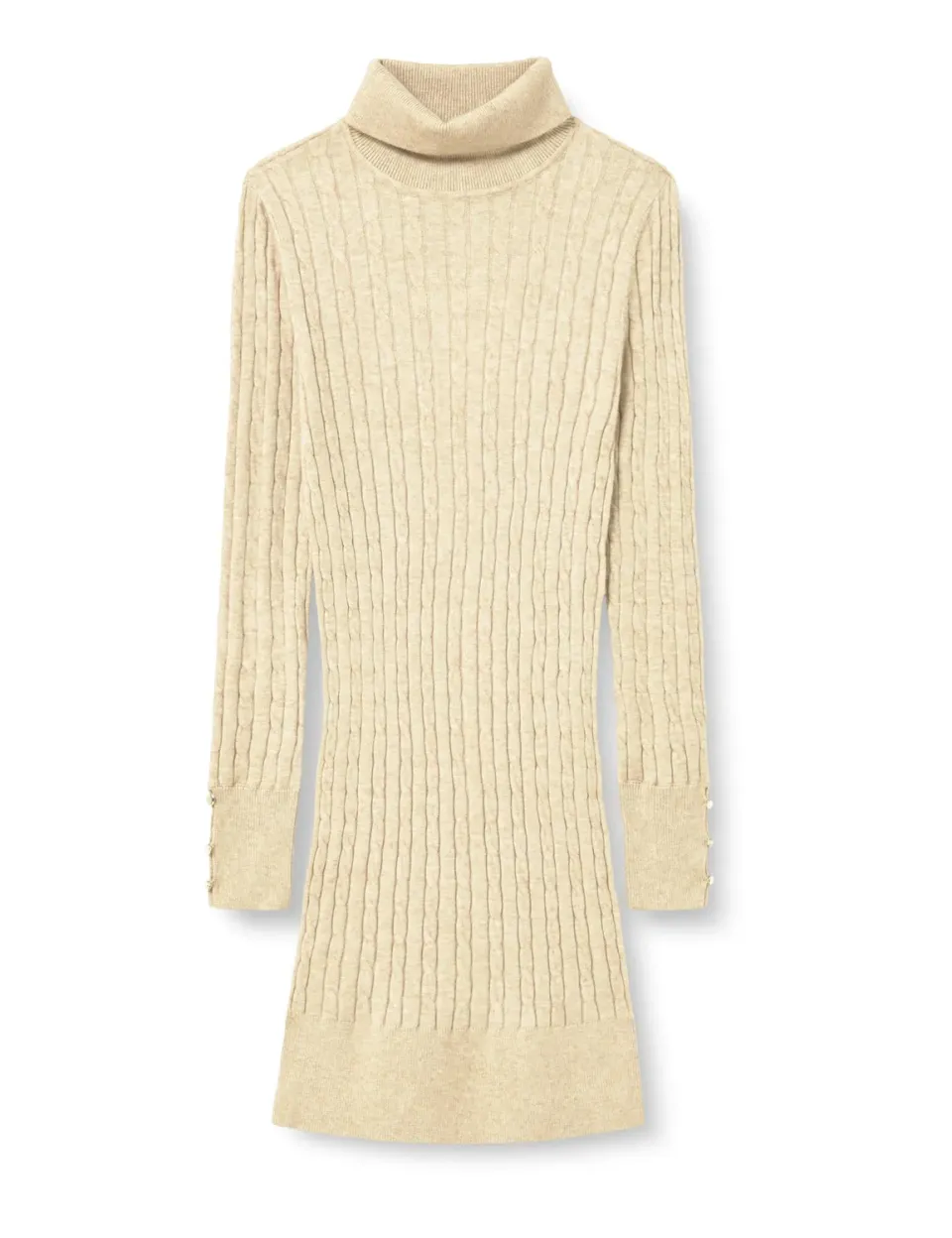 ONLY Onllouis LS Rollneck Cable Dress vestito mocha meringue treccia
