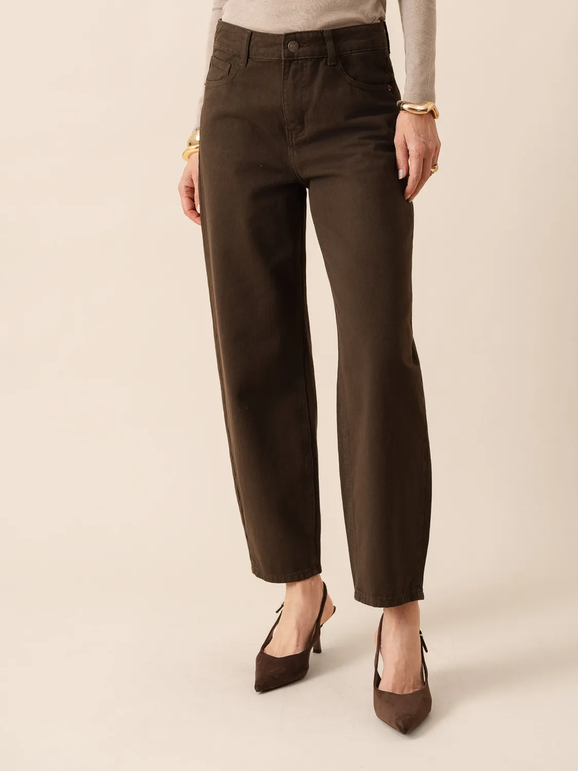 Oraije Bony jeans barrel cioccolato