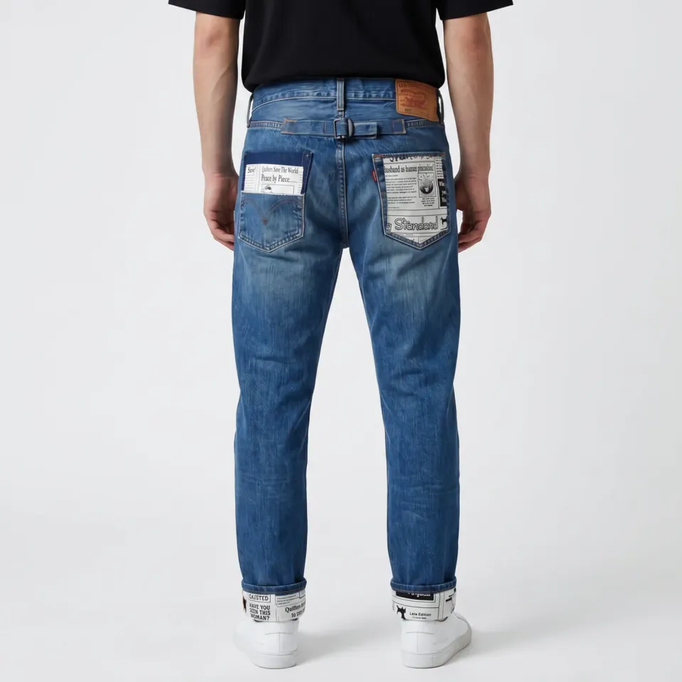 Never Say Never Levi's Vintage Giornale jeans tessuto papers