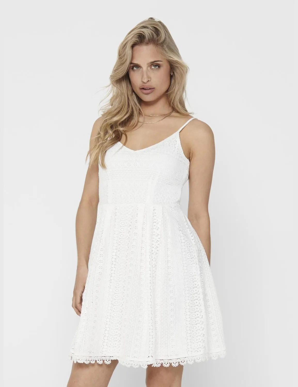 ONLY Onlhelena Vestito Corto Donna 44 Pizzo Lilla