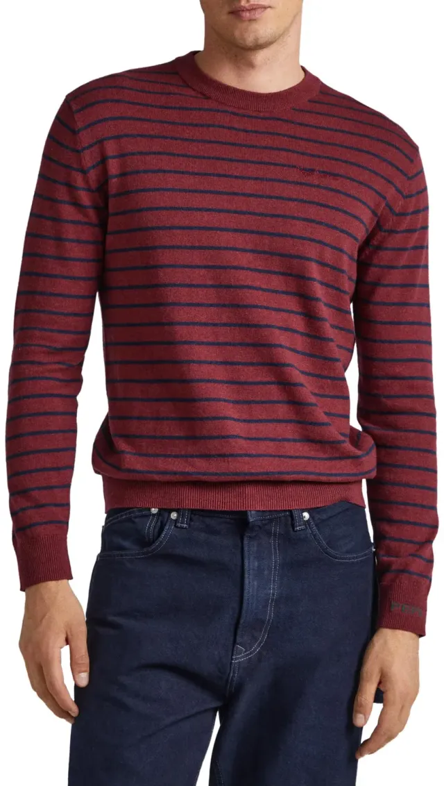 Pepe Jeans Andre Stripes maglia uomo grigio maniche lunghe