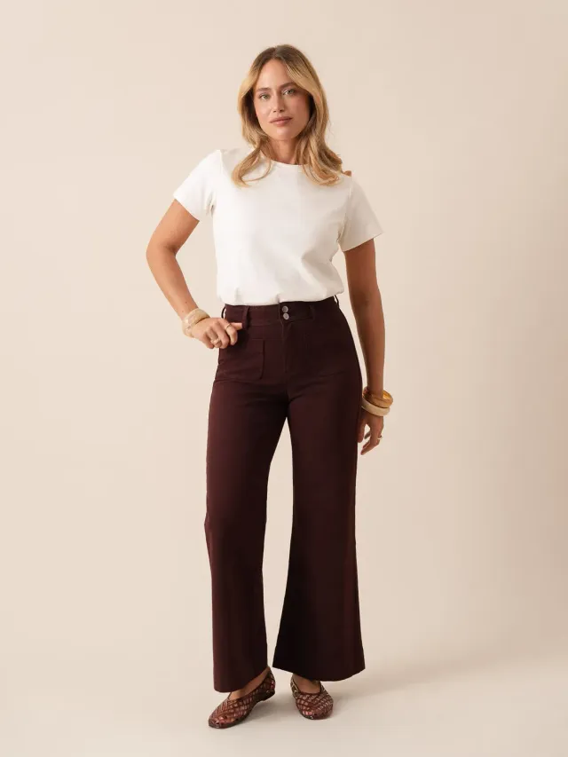 Oraije Elenette jeans flare bordeaux gamba larga
