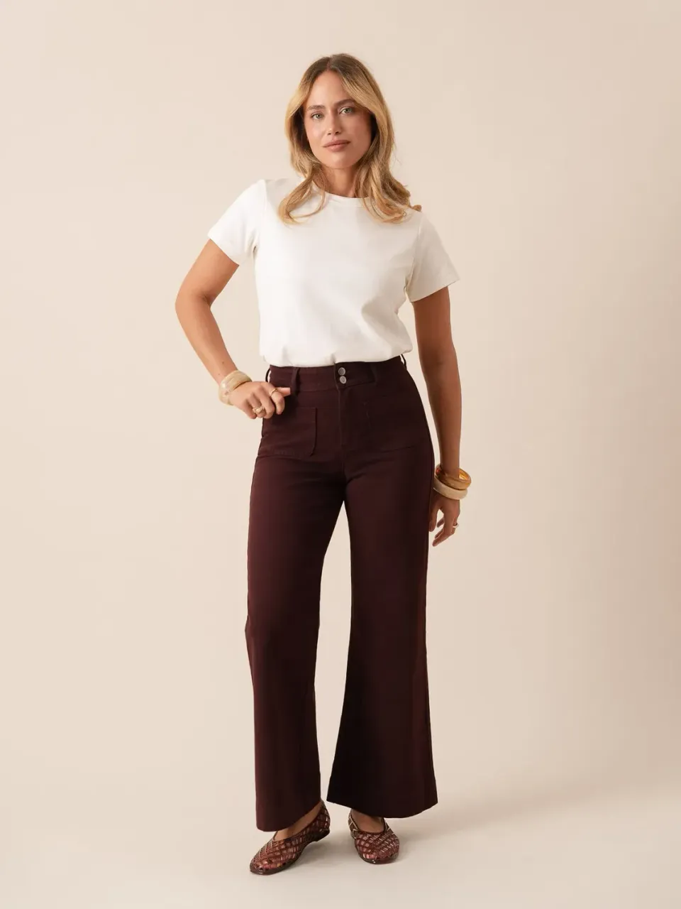 Oraije Elenette jeans flare bordeaux gamba larga