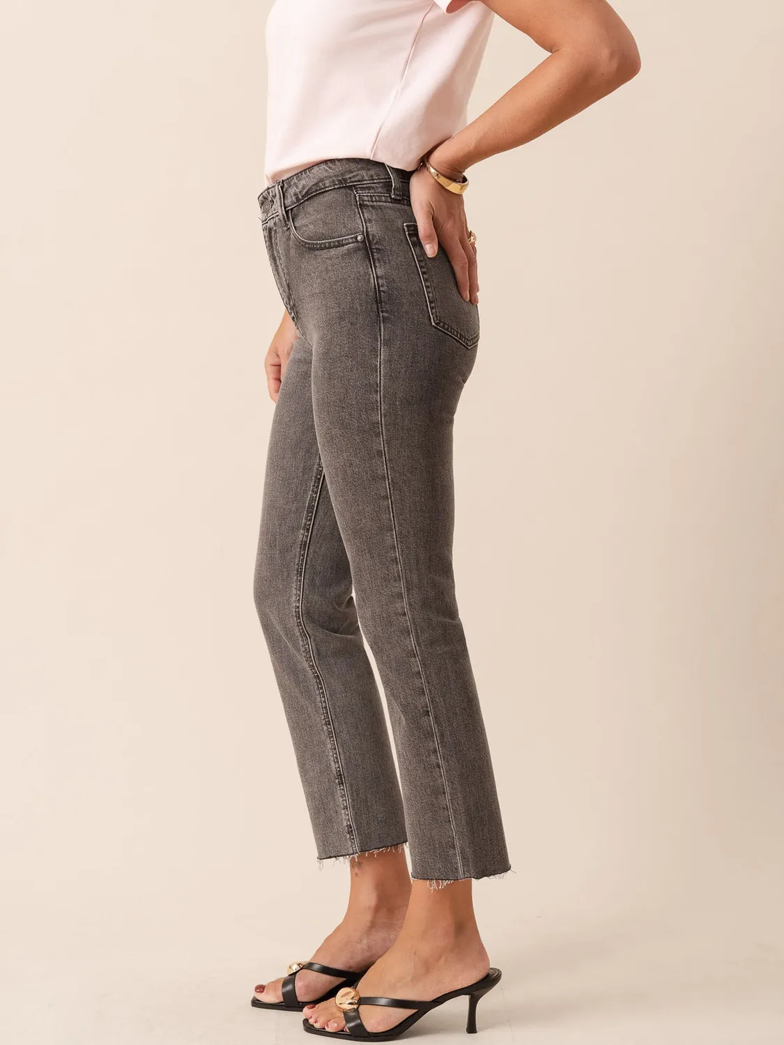 Oraije Maryline jeans straight grigio chiaro