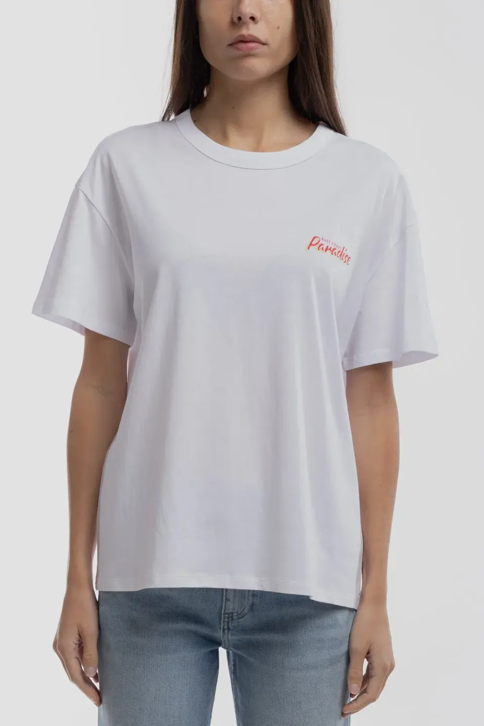 Teddy Smith T-PLAYA BLANC t-shirt bianca oversize donna