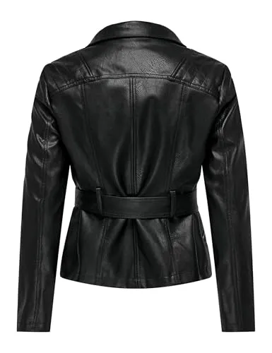 ONLY Onlmanilla Giacca Biker Donna Finta Pelle Taglia M Nera