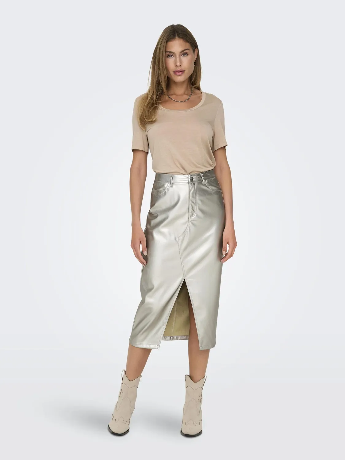 ONLY Onllola-Elyna Gonna Lunga Donna Nera Taglia S Vita Alta