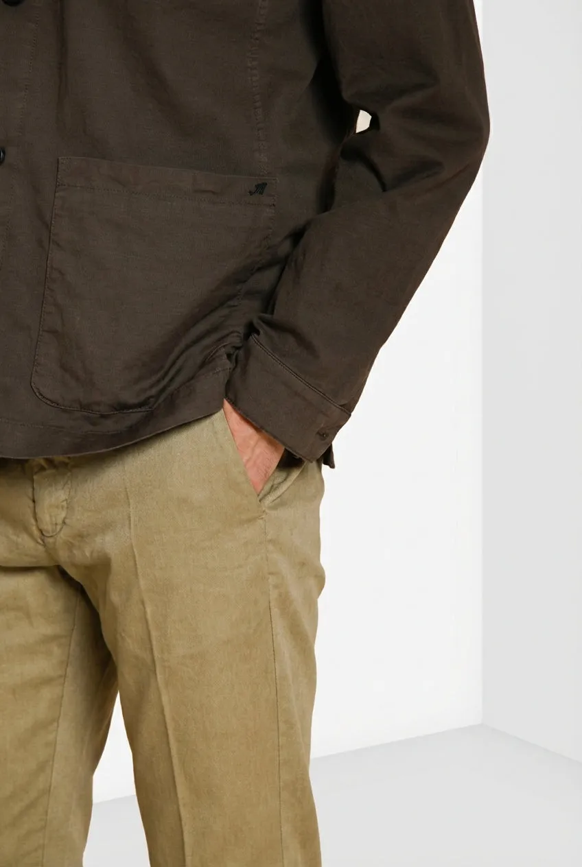 Mason's City giubbotto uomo marrone cotone lino