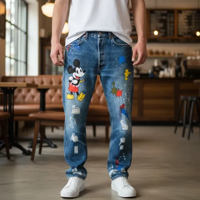 Never Say Never Levi's Vintage Topolino jeans dipinti colors