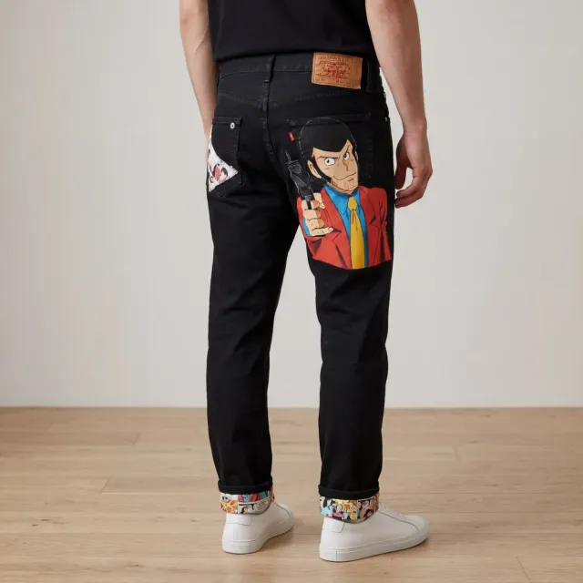 Never Say Never Levi's Vintage Lupin jeans dipinti neri fumetti
