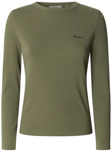 Pepe Jeans Betina t-shirt donna manica lunga nera costina