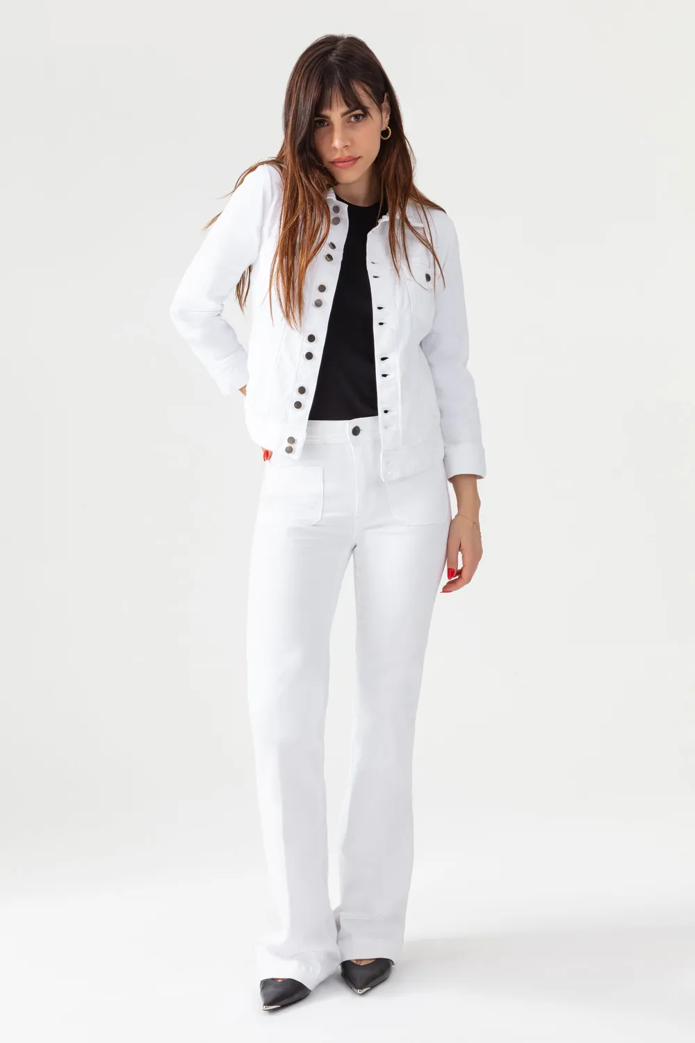 Acquaverde Carmen White giacca jeans maniche 3/4