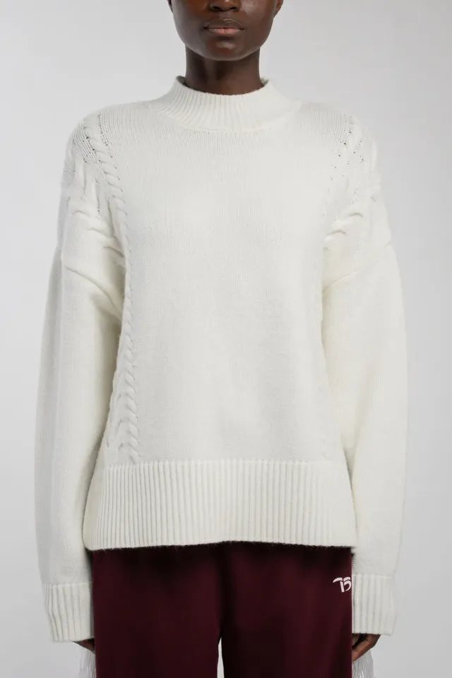 Teddy Smith P-Jennah Middle maglione donna bianco trecce