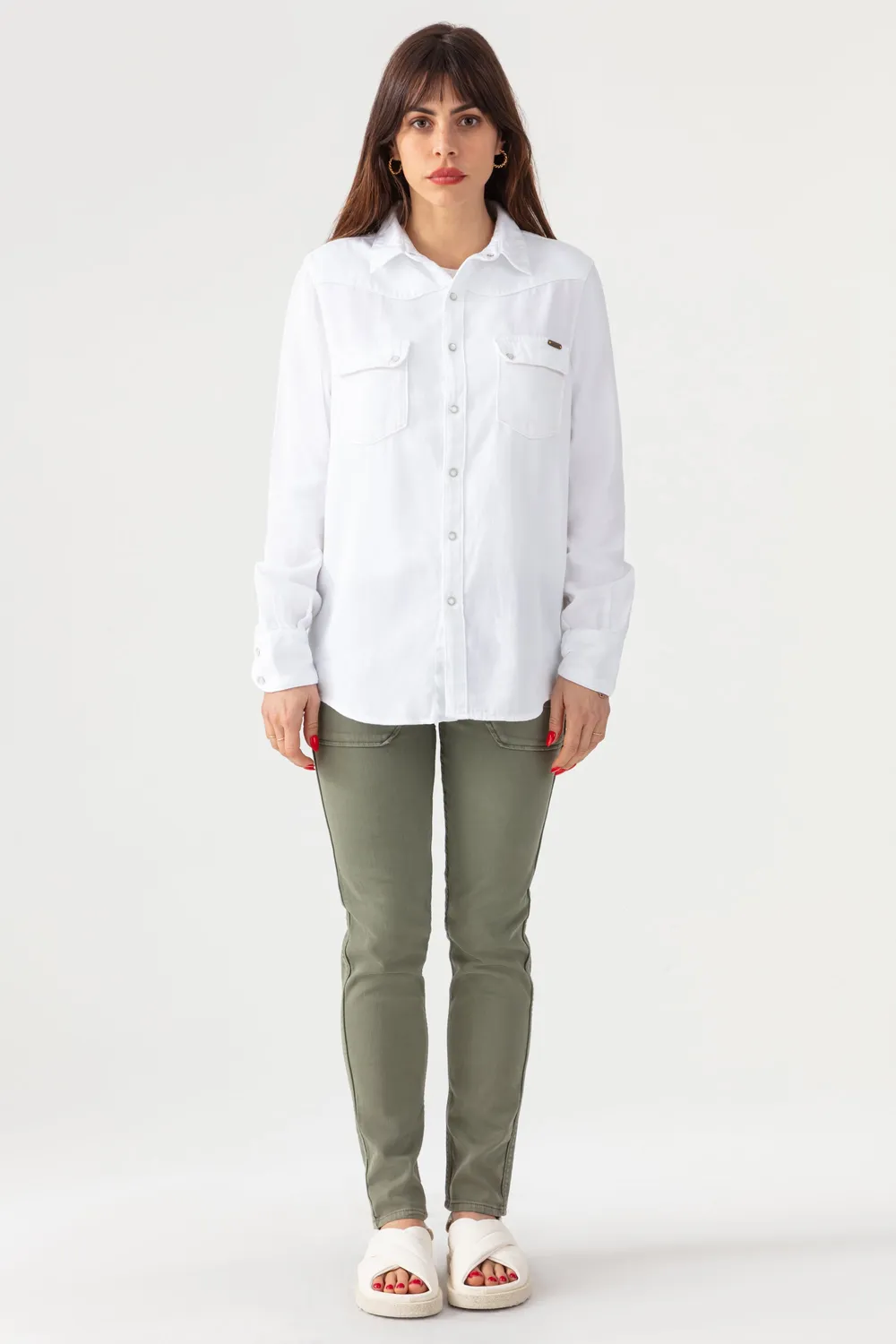 acquaverde Clyde camicia bianca western
