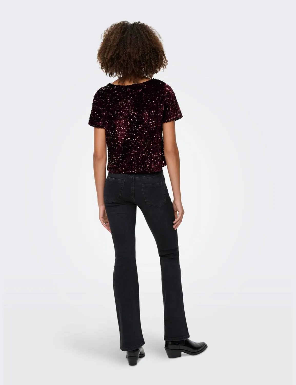 ONLY Onlanika SS Sequins top nero barca