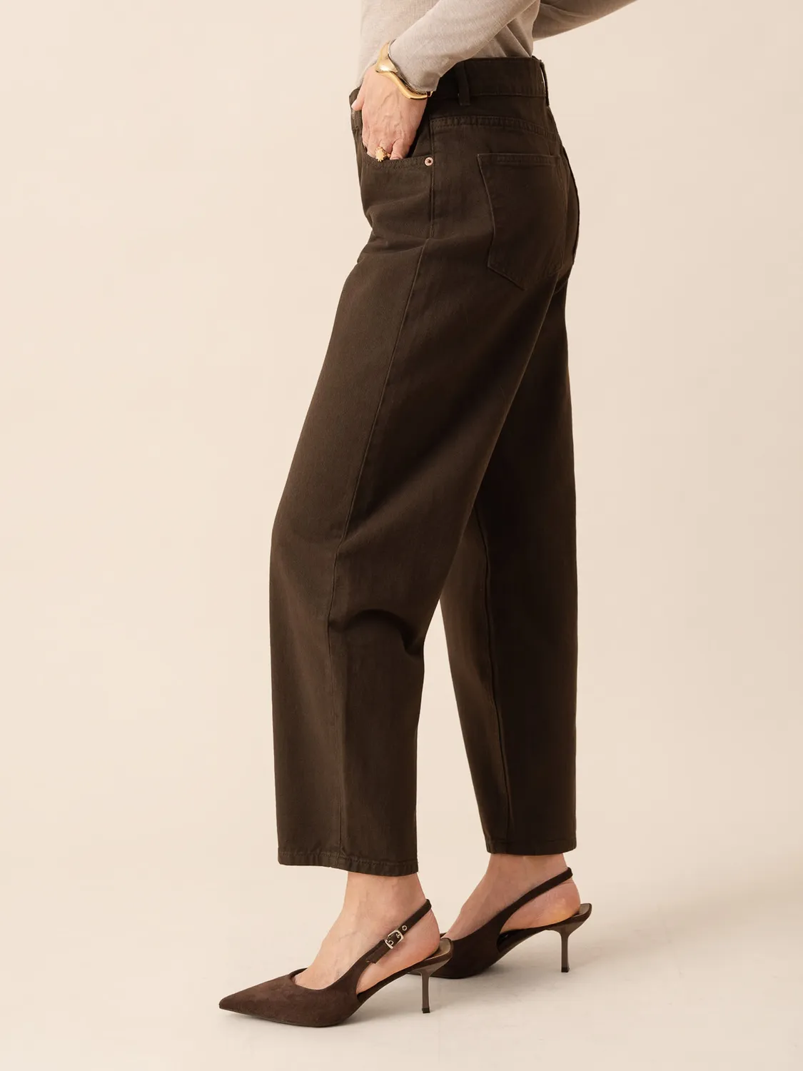 Oraije Bony jeans barrel cioccolato